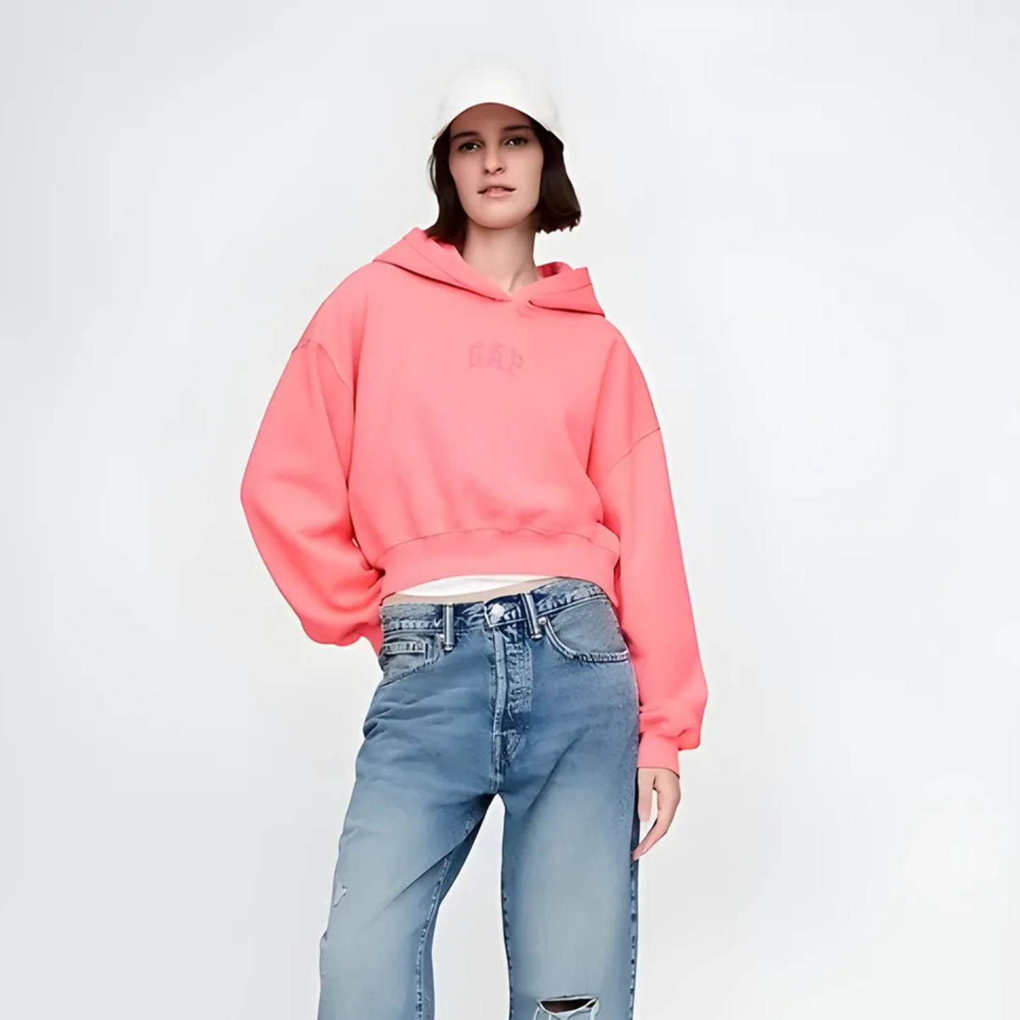 VintageSoft® Crop Logo Hoodie